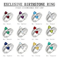 Bague personnalisable en argent 925 avec pierre de naissance en forme de cœur, bague porte-bonheur, talisman, bague commémorative de diplôme pour femme