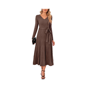 Abito Maglione Autunnale da Donna a Maniche Lunghe in Maglia, Personalizzato OEM, con Pieghe e Cintura in Vita, in Misto <span class=keywords><strong>Lana</strong></span> Stile Europeo e Americano 2026 - Product Image 5