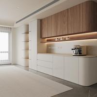 Buffet Modulaire Combiné Personnalisé avec Étagères Intérieures Ajustables pour Espace Repas Familial en Townhouse