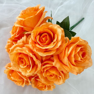 Fiori artificiali a 9 teste grande corno rosa di seta artificiale <span class=keywords><strong>rose</strong></span> fiori decorazione per la casa di nozze decorazione della tavola decorazione - Product Image 6