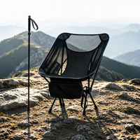 Silla de Camping Plegable 2 en 1 Zentopia, Bastón de Trekking de Aluminio Ultraligero, Asiento Portátil para Senderismo, Picnic, Silla Luna, Venta al Por Mayor