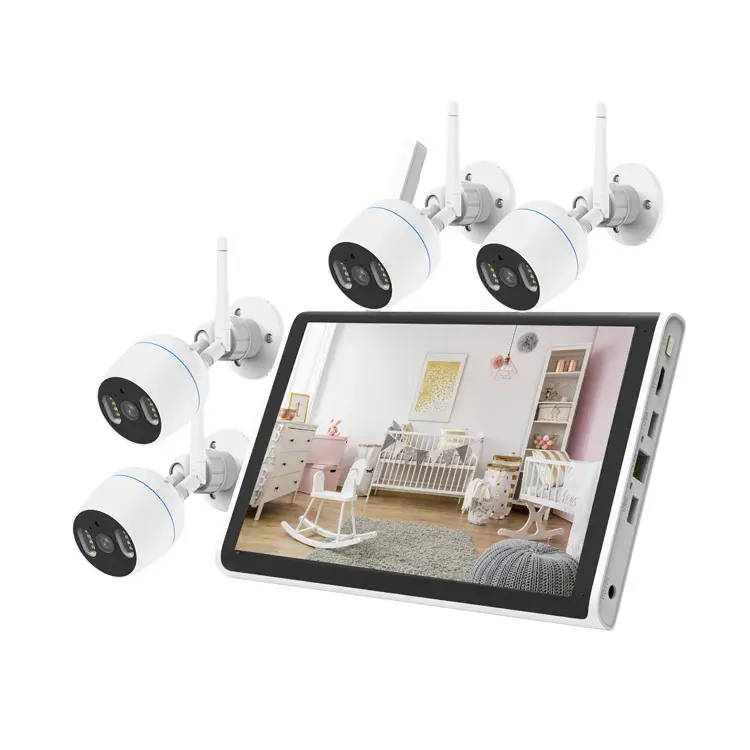 2MP XMEYE xme จอมอนิเตอร์ LCD 4CH ระบบ CCTV กล้องไร้สายชุด NVR