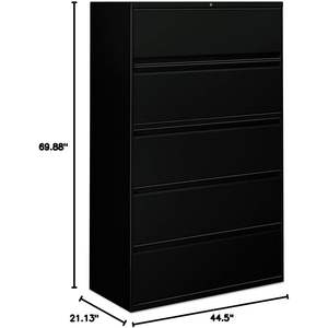 Meuble de classement latéral Alera à 5 tiroirs, 42 po x 18,63 po x 67,63 po, noir, avec 5 tiroirs de format légal/lettre/A4/A5 - Product Image 1