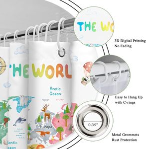 Tenda da Doccia Moderna di Lusso per <span class=keywords><strong>Bambini</strong></span>, Ecologica, Stile Americano, 180x180cm, Impermeabile in Poliestere, 12 Ganci, Stampa Digitale - Product Image 4