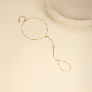 Bracelets à maillons de chaîne tendance, <span class=keywords><strong>argent</strong></span> sterling 925, <span class=keywords><strong>bracelet</strong></span> en zircon croisé, plaqué or, bracelets à chaîne pour les doigts pour femmes - Product Image 3