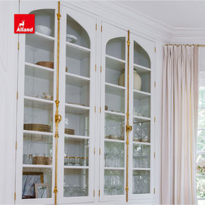 AllandCabinet Style contemporain Poignée dorée Verre trempé Blanc Shaker Armoire de cuisine - Product Image 5