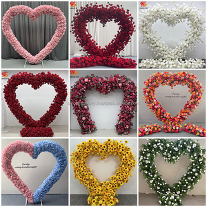 ฉากหลัง8FT แต่งงานทำด้วยมือ7ft พร้อมรูปหัวใจซุ้มดอกไม้ประดิษฐ์ผ้าไหมสีแดงกุหลาบและที่วิ่งดอกไม้เทคนิคที่ราบรื่น - Product Image 5