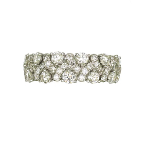 Anillo de eternidad ancho con pavé de diamantes en varias filas de oro blanco de 18 quilates, anillo de lujo para mujer - Product Image 1