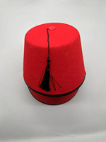 Sombrero de Fez rojo de fieltro de lana australiana para adultos 100%, borla de estilo turco para pesca informal, accesorio de disfraz marroquí, Color Borgoña