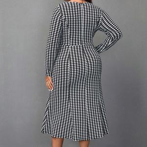 Vestidos Midi para Mujer al por Mayor, Personalizados, OEM, de Alta Calidad, Elegantes, Casuales, Estampados, Cuello Redondo, Manga Larga, Cintura Natural, Estilo Oficina - Product Image 5