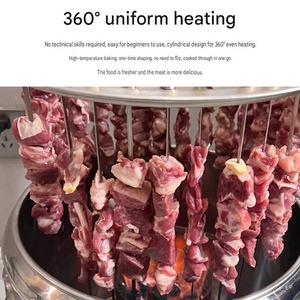 <span class=keywords><strong>Barbecue</strong></span> vertical sans fumée, fumoir à charbon de bois, gril rond robuste pour jardin, maison et extérieur - Product Image 2