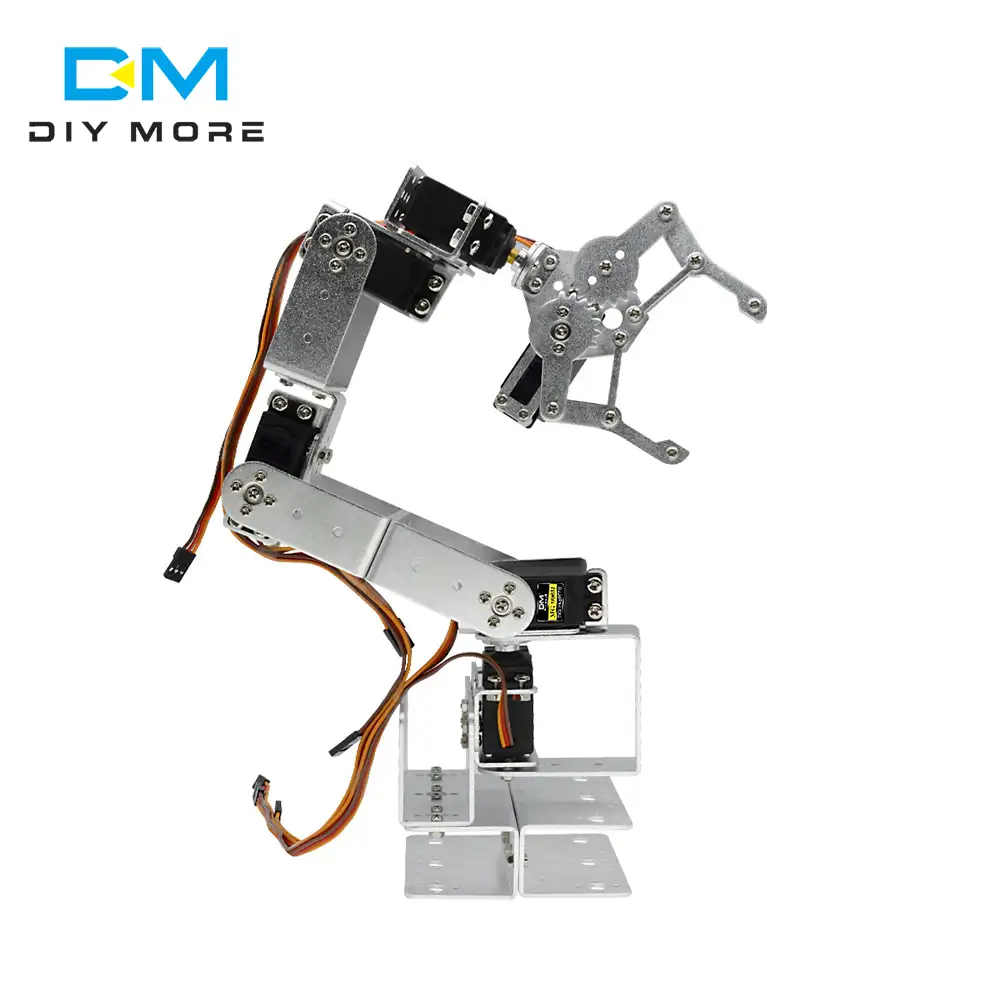 Kit de montagem de garra rotatória 6dof, kit de braçadeira mecânica robótica 6 dof de alumínio para arduino