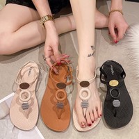 Sandales tongs pour femmes, nouveau style, design tendance, talon plat, respirantes, antidérapantes, confortables, plage, vacances d'été
