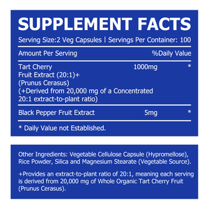 Cápsulas de Extracto de Cereza de Etiqueta Privada, Fórmula de Alta Absorción Derivada de 20000mg de Fruta Orgánica, Apoyo para Articulaciones y Músculos - Product Image 5