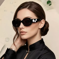 时尚女式 3D 山茶花太阳镜 UV400 防紫外线时尚眼镜 时尚街头眼镜 Gafas De Sol De Camelia