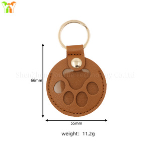 Portachiavi in pelle con stampa zampa di pelle per animali domestici con portachiavi carino portachiavi con ciondolo commemorativo per amanti di cani e gatti - Product Image 6