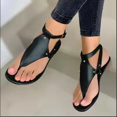 2022 Summer new women shoes plus size slippers casual flat clip toe straps beach buckle strap sandals