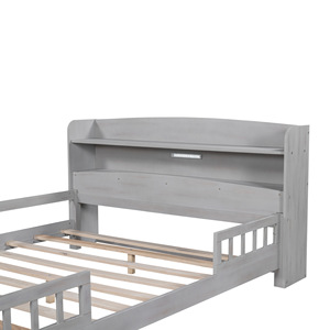 Grey Nordic Style Wooden Kids <b>Bed</b> <b>Frame</b> <b>With</b> <b>Storage</b> Shelf Bedroom Furniture For Children - Product Image 5