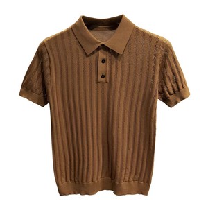 <span class=keywords><strong>Maglione</strong></span> <span class=keywords><strong>Polo</strong></span> di Lusso in Cotone per Uomo, T-shirt Lavorata a Maglia con Righe Verticali Vintage, Estetica Old Money, Vestibilità Slim, Traspirante, Top da Golf - Product Image 2