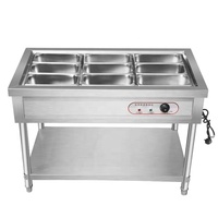 Chauffe-plats électrique commercial, table à vapeur en acier inoxydable à 4 bacs, serveur de buffet pour cuisine et restaurant
