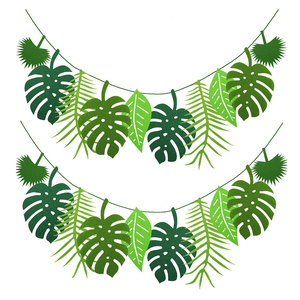 Guirnaldas de Hojas de Palma <span class=keywords><strong>para</strong></span> Fiestas Tropicales, Decoraciones <span class=keywords><strong>para</strong></span> Fiestas Hawaianas Luau, Banderines Temáticos de Hojas Verdes de Fieltro <span class=keywords><strong>para</strong></span> Fiestas de Verano con Temática de Jungla - Product Image 1