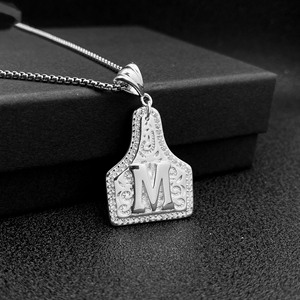 Collier en acier inoxydable 316L style cowboy avec lettres de A à Z, collier initial en acier inoxydable argenté pour femme, tendance - Product Image 2