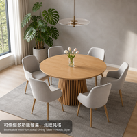 Table à manger télescopique multifonctionnelle, table ronde en bois extensible jusqu'à 2 mètres pour 10 personnes