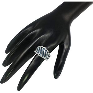 Anillo de Plata de Ley 925 con Diamantes Redondos en Múltiples Filas, Diseño Ondulado, 1.16 Cttw, para Uso Diario de Mujeres - Product Image 4