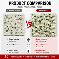 Panneau mural de fleurs artificielles 100x100cm en gros pour usine, décoration de toile de fond de mariage, fournisseur de roses blanches et d'hortensias