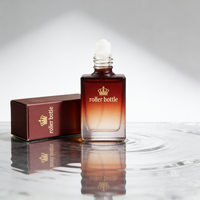 Flacon roll-on en verre noir givré de haute qualité de 10 ml avec bouchon à vis pour parfum, huile de soin et sérum pour la peau