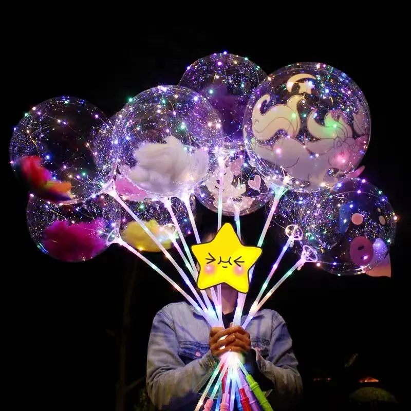 स्पष्ट बैलोन सेट बोबो गुब्बारा Ballons थोक सजावट प्रकाश के साथ गुब्बारे पार्टी का नेतृत्व किया