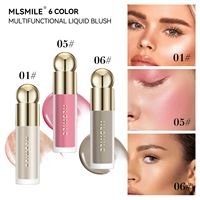 Label pribadi harga pabrik perona pipi cair 6 warna untuk meningkatkan kulit riasan warna perona pipi krim
