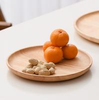 Assiette en bois de caoutchouc naturel, plateau de service rond personnalisable en plusieurs tailles, assiette en bois de qualité alimentaire pour la maison