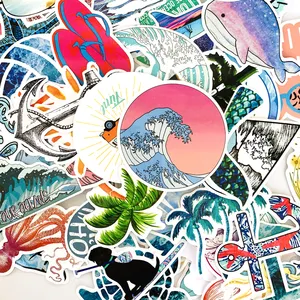 50PCS Outdoor Hawaii Surfing Graffiti Vinyl Waterproof Stickers for Laptop Luggage Car Skateboard Hydroflasks Girl DIY Stickers