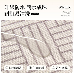 Rideau de porte en tissu de style français, translucide effet lin, à motif floral, avec passe-tringle mural, ouverture bipartite gauche-droite - Product Image 4