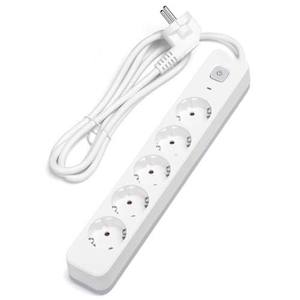 Multipresa a 5 prese con interruttore, 1,5 m, 3G, 1,0 mm, bianca e grigia - ideale per collegare più dispositivi - Product Image 1