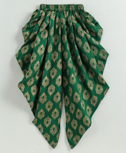 Ensemble ethnique pour filles Twisha : haut brodé et pantalon dhoti imprimé rouge et vert pour les festivals (6 mois - 14 ans) - Product Image 3