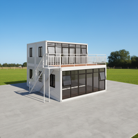 Maison Modulaire Détachable de Luxe Moderne à 2 Étages en Conteneurs, Écologique, à Panneaux Sandwich, 5 Chambres, 3 Salles de Bain, pour École ou Usage Résidentiel