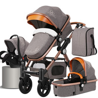 Ensemble de poussette de voyage 3 en 1 2024, élégante, pliable à 4 roues, en alliage et en lin, pour les bébés de 0 à 3 ans, avec une charge de 20 kg