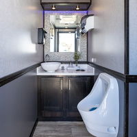 Toilettes mobiles portables, remorque de bureau mobile personnalisable avec toilettes, toilettes portables dans une remorque conteneur