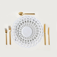 Assiettes creuses de 12 pouces en céramique vintage avec dentelle de style français, service de vaisselle décoratif pour mariage