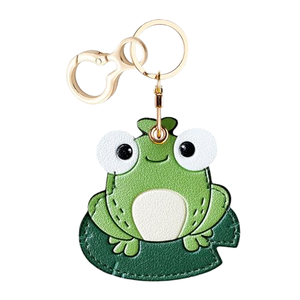 Porte-clés en cuir PU de haute qualité, motif dessin animé mignon (Panda, Grenouille, Lapin), mini-sac de protection pour pièces de monnaie - Product Image 1