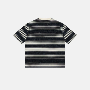 100% Baumwolle Herren Streetwear T-Shirt Individuelles Logo Boxy Fit Gestreiftes Muster Schrumpfresistent Atmungsaktiv Alle Farben Erhältlich - Product Image 4