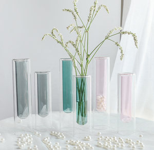 Vases en verre transparent bicolore style nordique pour arrangements floraux – Vases à fleurs simples et colorés pour la livraison directe - Product Image 4