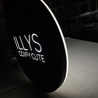 Panneau publicitaire avec logo de restaurant rétro-éclairé personnalisé Boîte à lumière LED Cercle mural Panneaux de magasin arrondis extérieurs à un côté