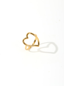 Bague en acier inoxydable Bague géométrique coeur creux Bijoux pour femmes résistants à l'eau pour mariage et fiançailles - Product Image 4