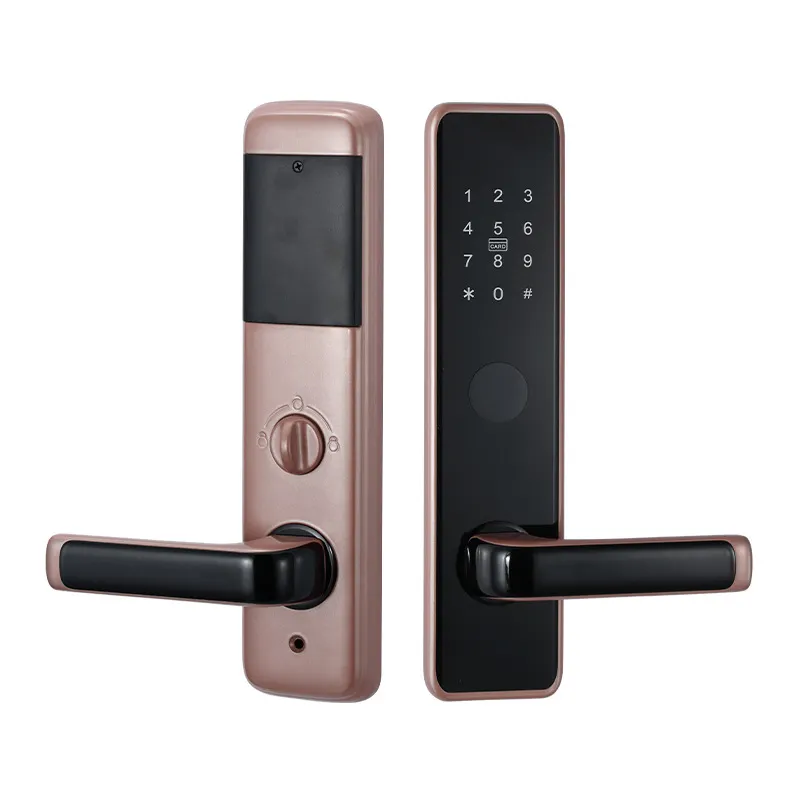 High security waterproof stainless steel Hotel door lock handle key card door lock electronic digital smart lock