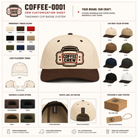 Casquette Snapback Unisexe à Faible MOQ en Sergé de Coton, Visière Plate Courante, Broderie Personnalisée pour Gobelets à Emporter, Échantillonnage Rapide, Idéale pour les Détaillants de Cafés
