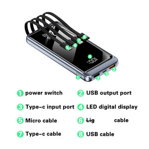 Meilleures ventes Banque d'alimentation 10000mah Grande capacité Banque d'alimentation 20000mah avec câble Type C Charge rapide pour téléphone 17 Samsung Xiaomi - Product Image 5