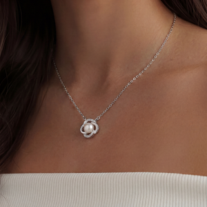 S925 Silver Freshwater Pearl <b>Necklace</b> CZ Pave Decorative Pendant Jewelry Elegant Gift for Women - Product Image 5